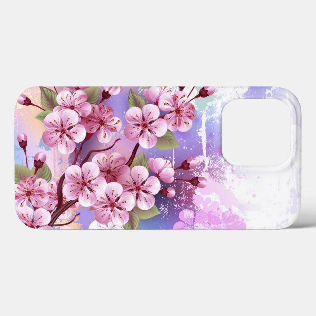 Coques Case-Mate iPhone Sakura rose sur la peinture Arrière - plan (Verso (horizontal))