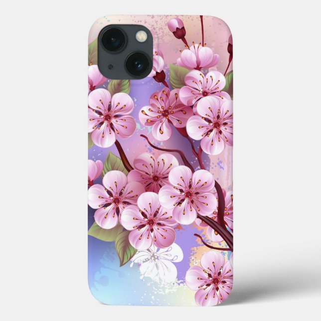 Coques Case-Mate iPhone Sakura rose sur la peinture Arrière - plan (Verso)