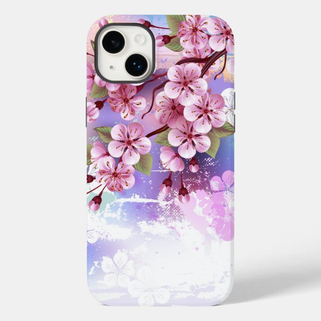 Coques Case-Mate iPhone Sakura rose sur la peinture Arrière - plan (Verso)