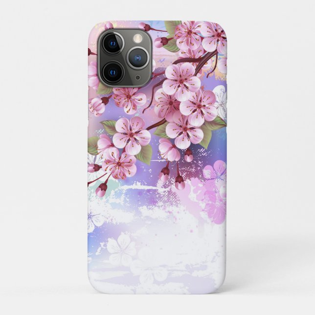 Coques Case-Mate iPhone Sakura rose sur la peinture Arrière - plan (Dos)