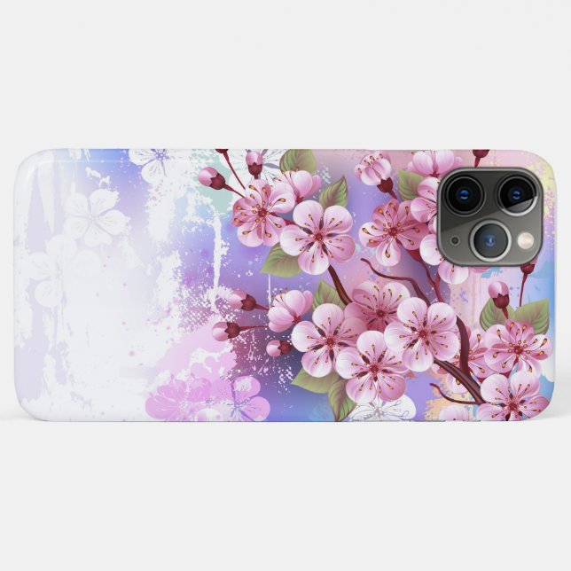 Coques Case-Mate iPhone Sakura rose sur la peinture Arrière - plan (Dos (Horizontal))