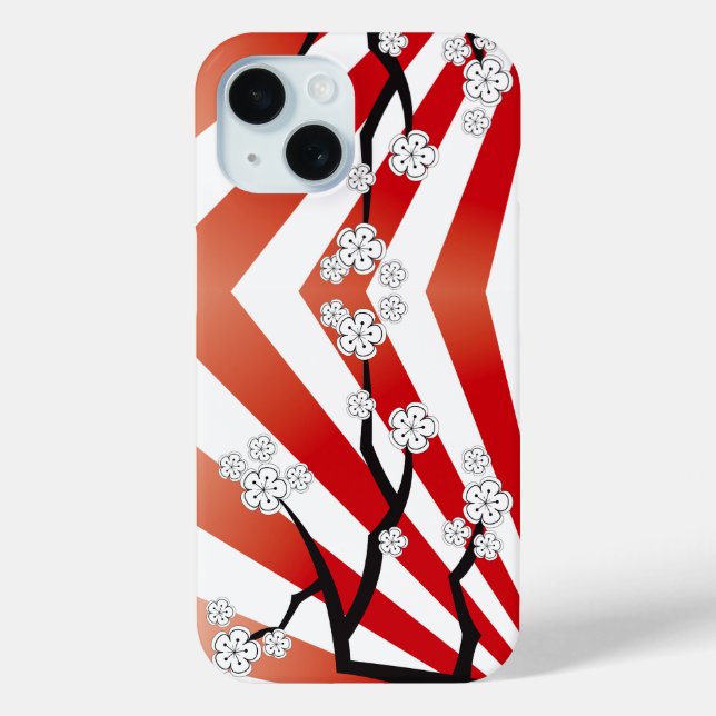 Coques Case-Mate iPhone Sakura Sunrise Zen Stripes Fleurs de cerises blanc (Verso)