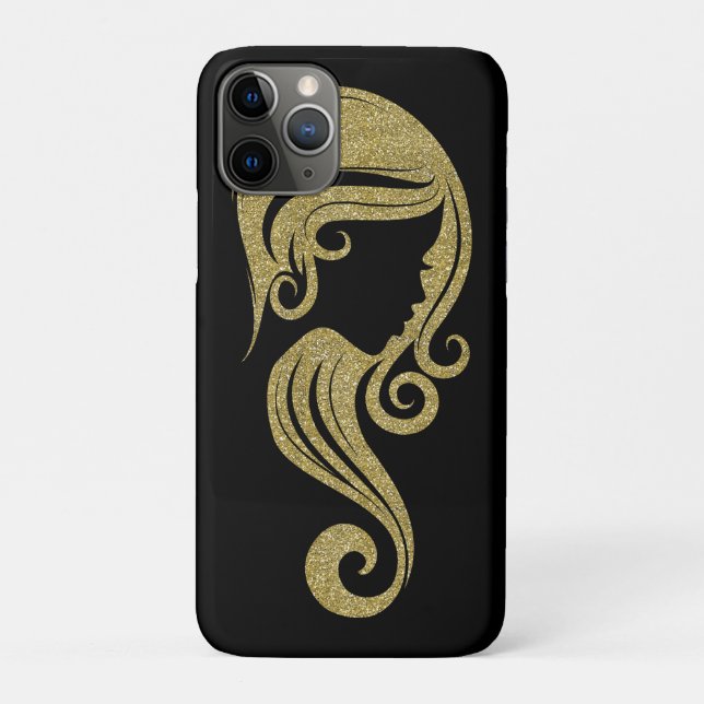 Coques Case-Mate iPhone Salon de beauté et de coiffure Chic Gold Glitter B (Dos)