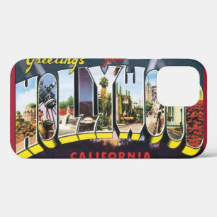 Coque iPhone 12 Salutations de voyage vintage d'Hollywood Californ