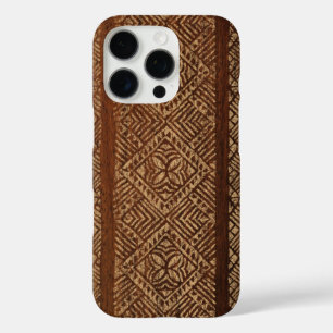 Coque iPhone 16 Pro Samoan Tapa Hawaiian Faux Wood Surboard