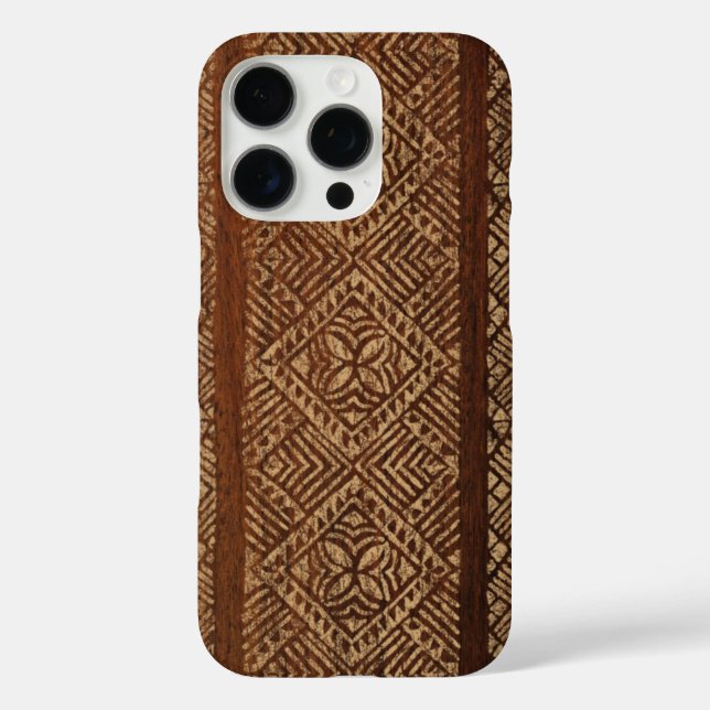 Coques Case-Mate iPhone Samoan Tapa Hawaiian Faux Wood Surboard  (Verso)