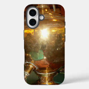 Coque Pour iPhone 16 Samovar Doré Vintage   Art Prin Théière Héritage