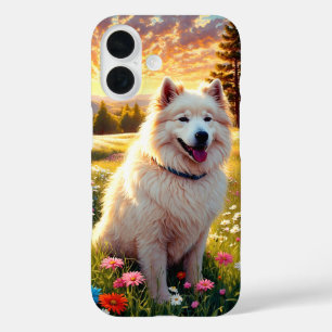 Coque Pour iPhone 16 Samoyède au bord du lac