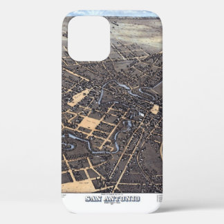 Coque iPhone 12 San Antonio, Texas, carte antique aérienne de la v