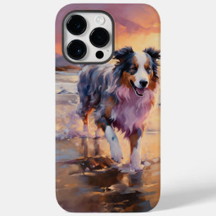 Coque Case-Mate iPhone Sandy Australian Shepherd Dog on Beach Sunset