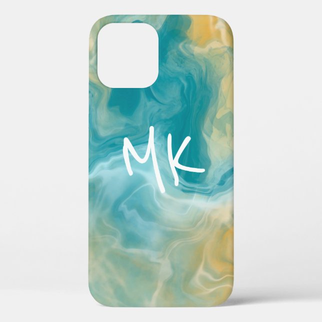 Coques Case-Mate iPhone Sandy Brown Ocean Blue Fluid Art (Verso)