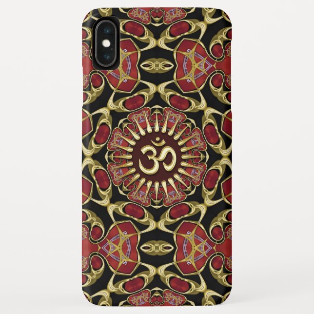 Coques Case-Mate iPhone Sanskrit Om Gold + Red Baroque iPhone 3 case (Dos)