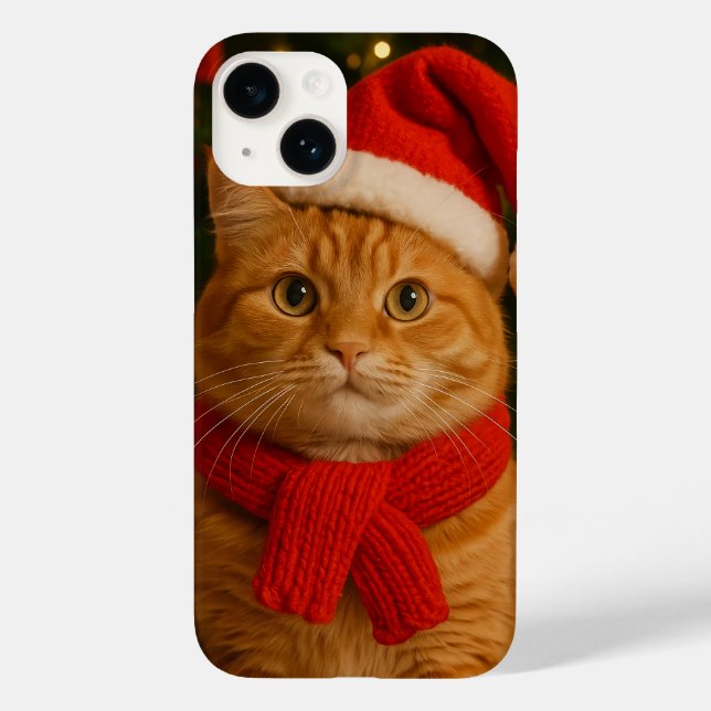 Coques Case-Mate iPhone Santa Cat iPhone 14 Case (Verso)
