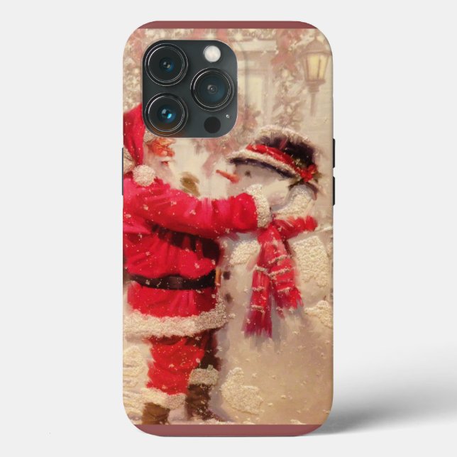 Coques Case-Mate iPhone Santa claus and snowman in snowfall (Verso)