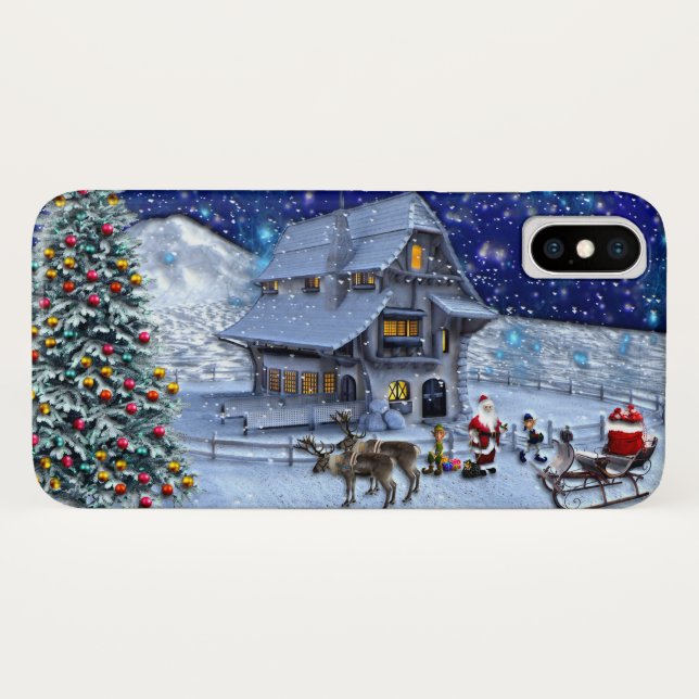 Coques Case-Mate iPhone Santa Rudolph Elf with Sled (Dos (Horizontal))
