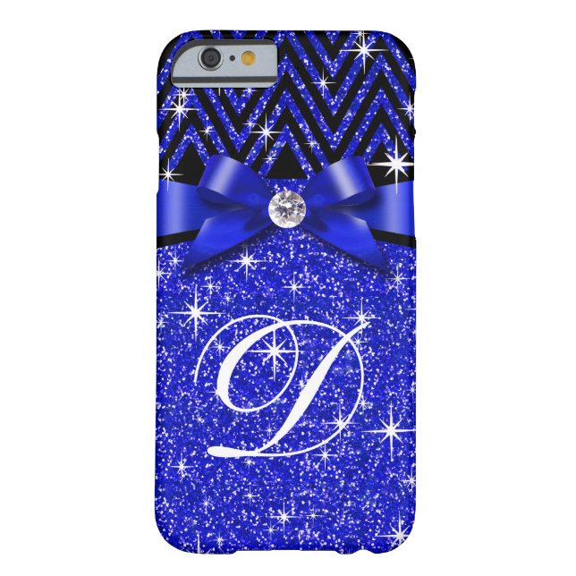 Coques Case-Mate iPhone Saphir du monogramme | de diamant de Chevron Bling (Dos)