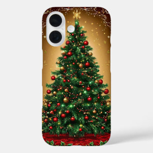 Coque Pour iPhone 16 Sapin de Noël décoré dans une scène hivernale