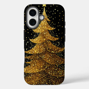 Coque Pour iPhone 16 Sapin de Noël doré Élégant design festif