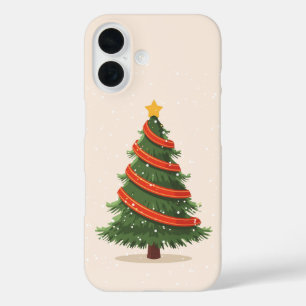 Coque Pour iPhone 16 Sapin de Noël, Noël, Minimaliste