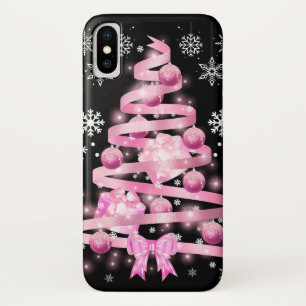 Case-Mate iPhone Case Sapin de Noël Ruban Rose Clair Flocon de Neige Bla