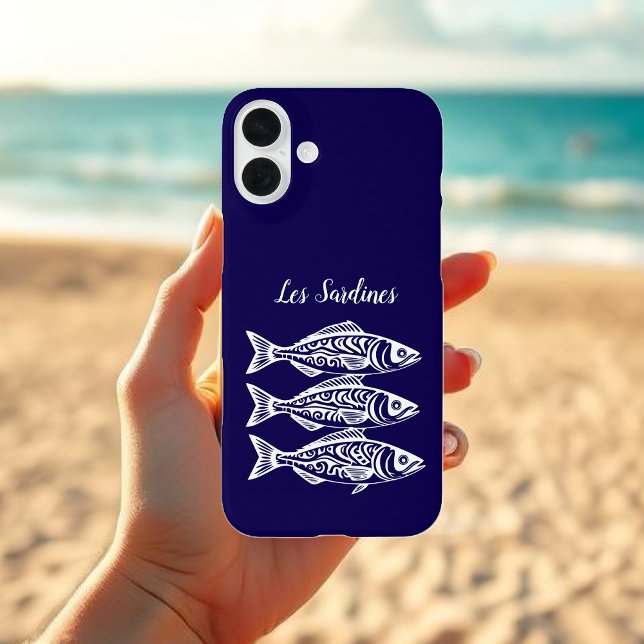 Coques Case-Mate iPhone Sardines-Bleu Hawaïen (Les Sardines Hawaiian Fisherman Trend Beach Summer Phone Case Dark Blue)