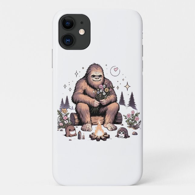 Coques Case-Mate iPhone Sasquatch tenant des fleurs (Dos)