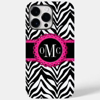 Coque Pour Pour iPhone 14 Pro Max Sassy et chic Zebra Imprimer Monogramme en dentell