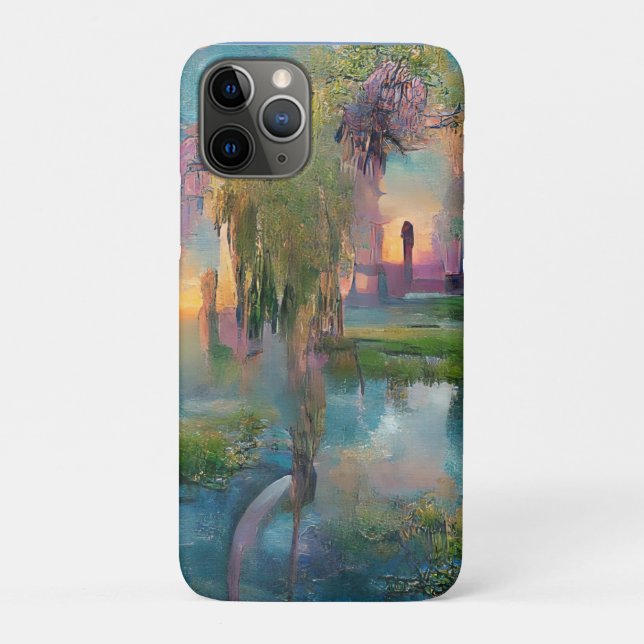 Coques Case-Mate iPhone Saule et glycine près de l'étang au coucher du sol (Dos)
