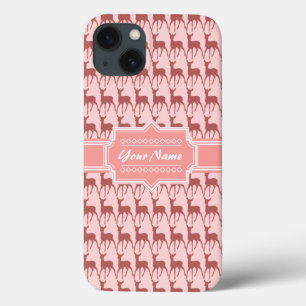 iPhone 13 Case Saumon coral rose cerf Motif N2 personnalisé