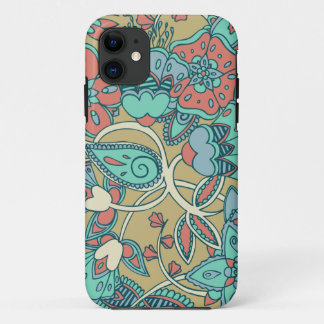 Coque Case-Mate iPhone Saumon et floral bleu