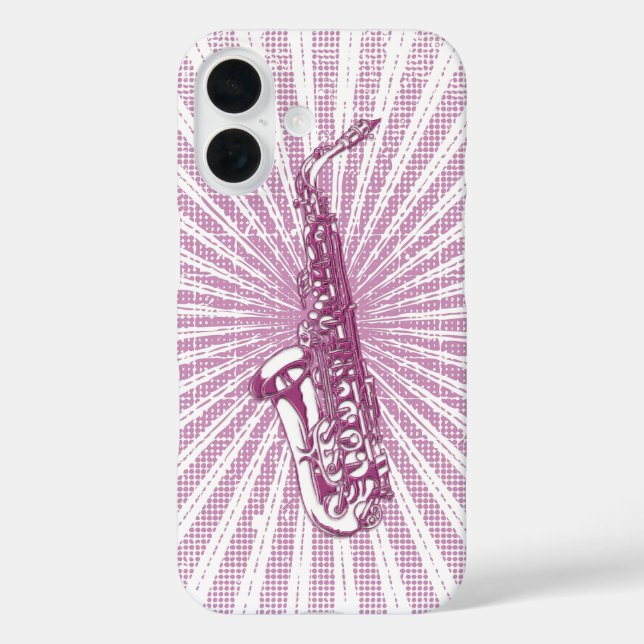 Coques Case-Mate iPhone Saxophone Grunge rose Fille (Verso)