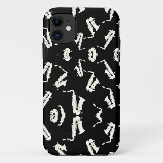 Coques Case-Mate iPhone Saxophone Jazz Noir Et Blanc Motif (Dos)
