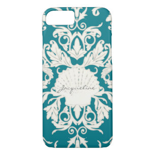 Coque iPhone 8/7 Scallop Seashell Leaf Scroll Damask Beach Shops