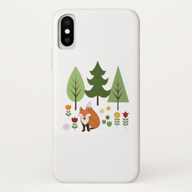 Coques Case-Mate iPhone Scandinavian Style Fox Flowers Trees Illustration (Dos)