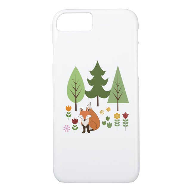 Coques Case-Mate iPhone Scandinavian Style Fox Flowers Trees Illustration (Dos)