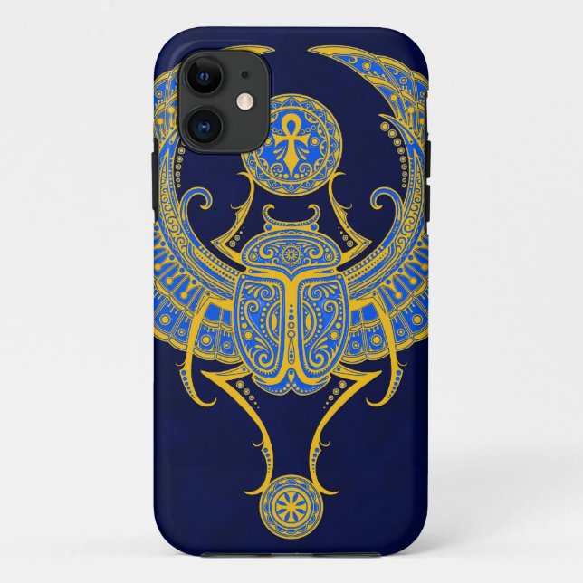 Coques Case-Mate iPhone Scarabée à ailes par Egyptien, bleu (Dos)