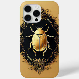 Coque Case-Mate iPhone Scarabée Orné Doré sur Fond Décoratif