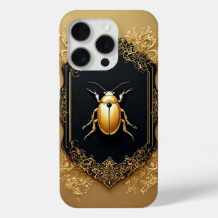 Coque Case-Mate iPhone Scarabée Orné Doré sur Fond Décoratif