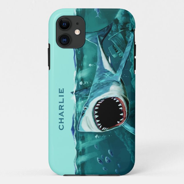 Coques Case-Mate iPhone Scary Shark dossiers de téléphone de nom personnal (Dos)