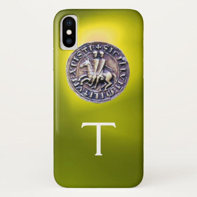 Coques Case-Mate iPhone SCEAU DU MODÈLE DE CHEVALIERS MONOGRAMME jaune (Dos)