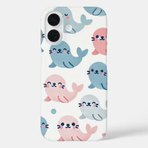 Coque Pour iPhone 16 🐾 Sceller des lunettes Boîtier téléphonique 💙