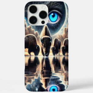 Coque iPhone 16 Pro Max Scène cosmique surréaliste des reflets de bisons