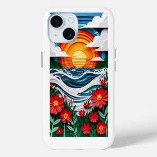 Coque Case-Mate iPhone Scène de coucher de soleil en papier coloré avec d