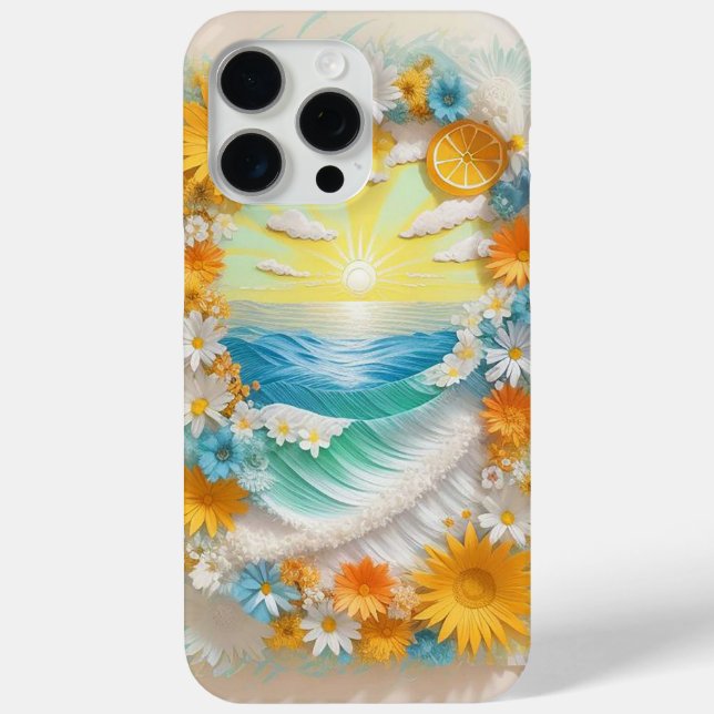 Coques Case-Mate iPhone Scène de craft en papier de vagues océaniques, lev (Verso)