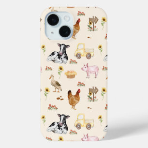 Coque Case-Mate iPhone Scène de ferme à l'aquarelle - Motif sans couture
