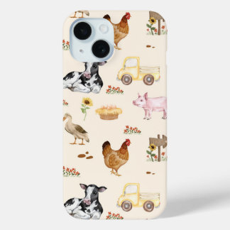 Coque Case-Mate iPhone Scène de ferme à l'aquarelle - Motif sans couture