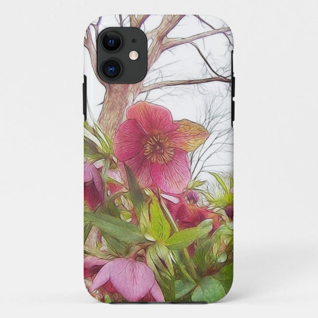 Coques Case-Mate iPhone Scène de jardin - Hellebores et vieux chêne (Dos)