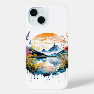 Coque Case-Mate iPhone Scène de montagne à l'aquarelle