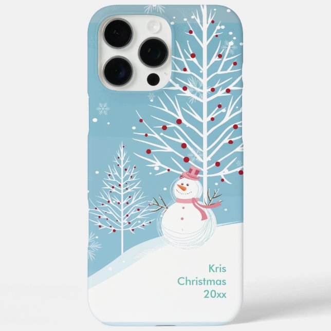 Coques Case-Mate iPhone Scène de neige avec Snowman Téléphone de Noël (Verso)
