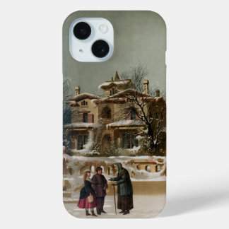 Coque Pour iPhone 15 Scène de Noël vintage en Amérique